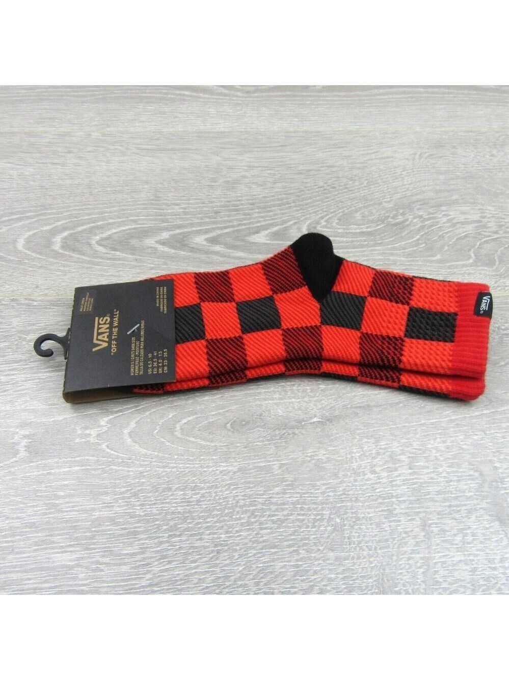 Vans Checkered Plaid Half Crew Socks Women's Size 6.5-10 Red Black (1 Pair) NEW - Picture 8 of 11